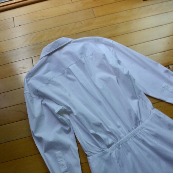 Theory Women's White Luxe Fitted Button Down Dress Size 2 - Picture 9 of 11